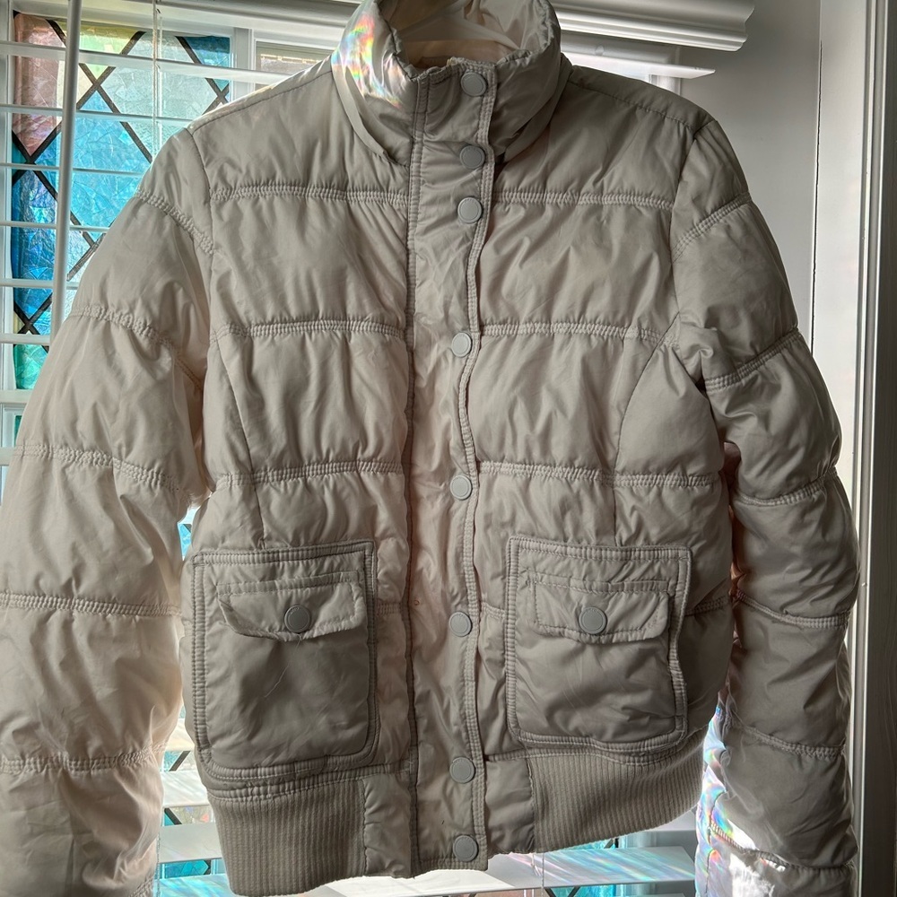 Aeropostale Retro White Puffer Jacket Kids Size Large